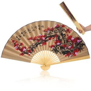 키치보 자이언트 팬 월 장식: 동양 풍수벽 부채 꽃 중국 전통 배경 걸이 장식, 결혼식, 사진 스튜디오 소품, 35.43 X 19.68 인치