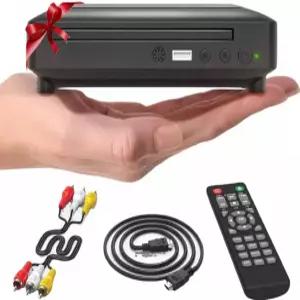 Ceihoit 미니 HD DVD 플레이어 가정용 CD TV용 HDMI 및 RCA 케이블 포함 080p로 업컨버팅 전 지역