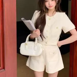 여름 반팔 크롭 자켓 반바지 투피스 셋업 LL_S118하객점퍼 하객룩 트위드 여성스런 정장 귀티나는