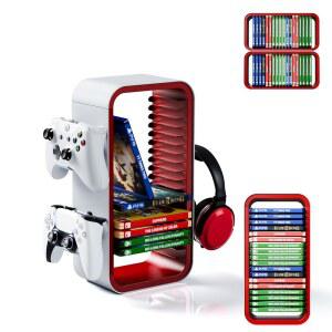 Tideal Universal Games Storage Tower Pro 2, 위한 컨트롤러 X/S/One, 4개의 스위치 18개의 액세서리 PS5, - 포함 PS3, 블루레이용 게임용 + 홀더 Xbox 최대 1 OLED, PS4, 게임 패드를