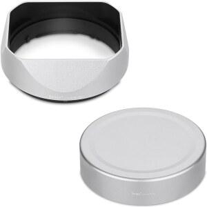 HAOGE METAL SQUARE LENS HOOD FOR SONY RX1R3 /RX1M2 /RX1 FE 40MM F2.5 G 50MM 24MM F2.8 SHADE ON A7CII A7CR A7R4 CAMERA BAYONET MOUNT SILVER