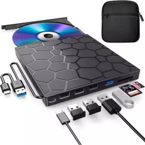 노트북용 BPAKDU 외장 CD/DVD 드라이브 휴대용 케이스 포함 플레이어 USB 30 초슬림 8인치 데스크탑 맥과