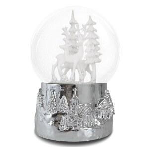 oeude 겨울 흰사슴 뮤지컬 크리스마스 스노우 글로브 LED 조명, 120mm 눈송이, 6.7인치 높이 워터 글로브, 크리스마스 장식, 여성과 성인을 위한 이상적인 선물.