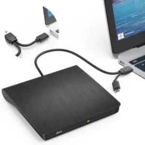 외장 CD DVD 드라이브 USB 30 및 TypeC 리더 버너 플레이어 슬림 휴대용 RW 광학 PC 노트북 데스크탑 Mac
