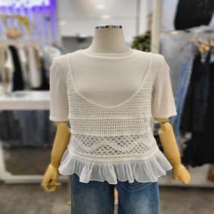 쉬폰 배색 크로쉐 뷔스티에 503890