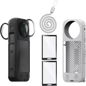 스트랩 렌즈 가드가 있는 디버스 인스타 360 x 4 실리콘 케이스 Insta360 X 액세서리 키트 소프트 백