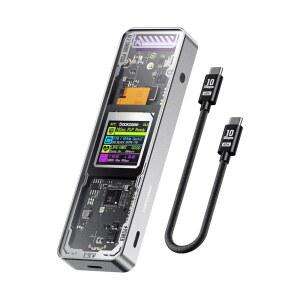 DOKCASE 탐색기 에디션 M.2 NVMe SSD 인클로저, 쓰기 데이터 손실을 방지하는 10s PLP, USB 3.2 Gen 2 Type-C (10 Gbps), PCIe에 적합, 크기 2230 / 2242 2260 2280, 지원 M-Key B+M Key UASP (실버)