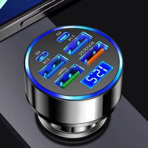 고속 충전 차량용 휴대폰 4포트 타입 어댑터 PD 차지 USB 충전기