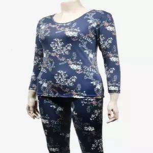 여성 꽃무늬 보온내의 3XL 상하의세트 L(90) 와인 여자내복