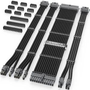 Sirlyr 투명 커넥터 PSU 케이블 연장 키트 맞춤형 PC 전원 공급 장치 모드 16AWG 24핀 ATX EPS / 금도금