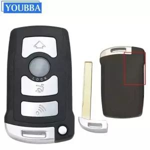 YOUBBA 스마트 자동차 원격 키 쉘 케이스 4 버튼 BMW 7 시리즈 E65 E66 E67 E68 745i 745Li 750i 용 키체인