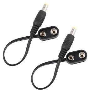 미스터파워 9V 배터리 클립 컨버터 전원 케이블 스냅 커넥터 2.1MM 5.5MM 기타 이펙트 페달용 플러그(직각 2개) 플러그(케이블