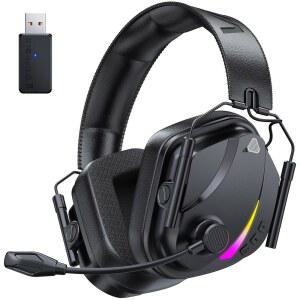 PS5 PS4 PC 2.4GHZ 저지연 및 블루투스 5.4 게이밍 헤드폰 노이즈 캔슬링 마이크 50MM 드라이버 스위치 모바일 MAC용 50H 배터리 무선 헤드셋용 베이키 게임 헤드셋