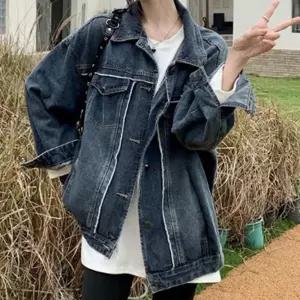 오버핏 데님 봄가을 워싱 포인트 여성 청자켓