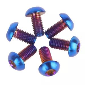 UHDFBDHF 6PCS 티타늄 바이크 스크류 M5x10mm 자전거 브레이크 로터 볼트 Torx T25 헤드(번트 블루)