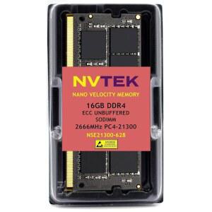 NVTEK 16GB DDR4 2666MHz PC4-21300 CL19 2RX8 ECC Unbuffered SODIMM 1.2V 260-pin Memory RAM Compatible with Synology D4ECSO-2666-16G, D4ES01-16G