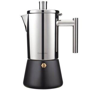 Easyworkz 디에고 직화식 에스프레소 메이커 4 컵 스테인리스강제 이탈리안 모카 포트 IH 대응 전 스토브 적용 (블랙, 200ml)