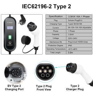 휴대용 EV 충전기 타입 2 레벨 J1772 1 EVSE 16A 전류 조절  케이블 자동차 슈코 플러그 5m 가방 포함