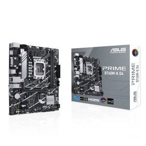 ASUS Prime B760M-K D4 게이밍 마더보드 소켓 인텔 LGA 1700(인텔 B760, mATX, DDR4 메모리, PCIe 4.0 M.2 2배, 아우라 동기화)