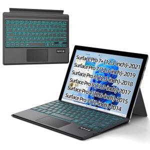 XIWMIX Surface Pro 7 /7+ /6 /5 /4 /3 키보드 타입 커버, 7색 LED 백라이트, 블루투스 5.0 무선, 초슬림 충전식 및 터치패드 포함 Microsoft /7Plus