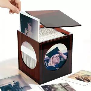 자기 뚜껑이 있는 CIXIZIIA 아크릴 폴라로이드 사진 액자 및 보관 상자 i-Type/600/SX-70 필름과 호환 즉석
