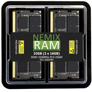 NEMIX RAM 32GB (2X16GB) DDR4 3200MHz PC4-25600 2Rx8 1.2V CL22 260-PIN ECC SODIMM KIT