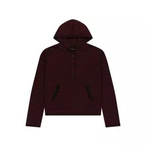 아캄 Striped Button Hoodie Wine 361173