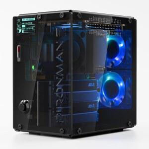 파이론맨 5-MAX 라즈베리 파이 5 케이스 듀얼 NVMe M.2 SSD PCIe, 미니 PC NAS RAID 0/1 Hailo-8L AI 가속기 PWM 타워 쿨러 + RGB 팬, OLED 모듈, 세이프 셧다운, 표준 HDMI(RPI5 미포함)