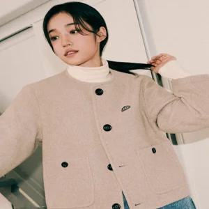 리 우먼 울혼방 라운드넥 숏 코트 아이보리 겨울 여성코트 LE2304CT60IV 3447670