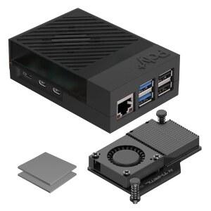 라즈베리 파이 5용 액티브 쿨러가 장착된 아르곤 폴리+5 케이스 | THRL 30mm RPI 5 모자 호환 알루미늄 히트싱크 및 냉각 팬이 (블랙)