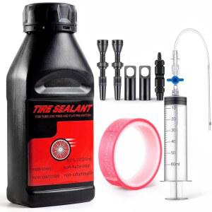 트렐라코 튜브리스 타이어 실란트 변환 키트 250ml 림 테이프, 밸브 스템 및 인젝터 키트, 도로, 자갈, MTB 자전거를 위한 완벽한 펑크 수리