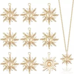 베네크레아트 10Pcs 18K 리얼 골드 도금 태양 모양 펜던트 선 팔찌 목걸이 보석 발견 제작을 위한 천상