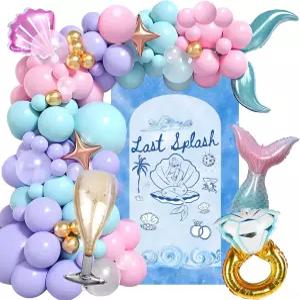 라스트 스플래시 바첼로레 장식 - 해안 해변 결혼식 생일 파티 125Pcs 인어 신부 샤워 풍선 아치 갈랜드