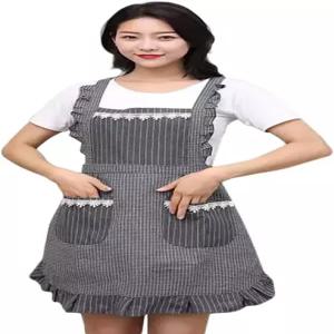 주머니가 있는 여성을 위한 귀여운 앞치마 편안한 주방 카페 샵 베이킹 정원 가꾸기 요리에 완벽합니다