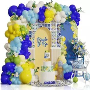여름 레몬 생일 결혼 파티 장식용 207PCS 로얄 블루 옐로우 풍선 아치 키트 아말피 코스트가 주요 스퀴즈
