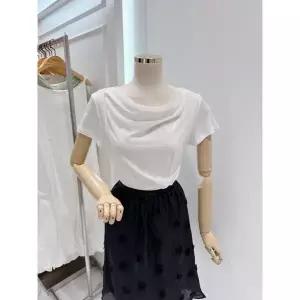 갤러리아 [ab.f.z] 쉬폰 배색 셔링넥 티셔츠(ATA2HK47F)