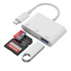 SD 카드 리더 USB C TO MICRO SD 디지털 카메라용 카메라 어댑터가 있는 듀얼 슬롯 아이폰호환 1517 아이패드호환 MAC 애플호환 ANDROID 노트북
