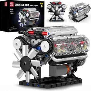 몰드 킹 10088 V8 엔진 모델 키트 빌드 나만의 STEM 미니 빌딩 블록 세트는 14세 이상 535Pcs 성인에게