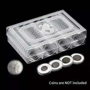 동전 거치대 캡슐 컨테이너 원형 상자 투명 수집품 보관 정리함 용품 60 개 4mm