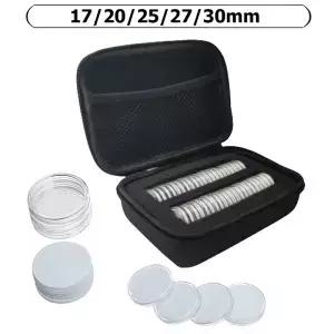 42Pcs 7mm/20mm/25mm/27mm/30mm 동전 주최자에 대 한 켓 및 휴대용 지퍼 가방과 명확한 수집 홀더 캡슐
