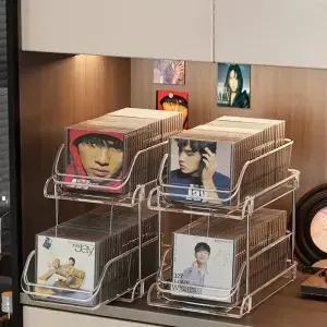 더블 레이어 CD 스토리지 랙 마스크 서랍 주최자 선반 데스크탑 테이프 비닐 레코드 컬렉션 앨범 박스