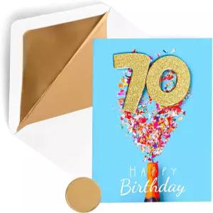 선물하기 GIGGLEES 70번째 생일 카드 - 남성 또는 여성 3D 팝업 70세 축하 봉투와 도장 포함