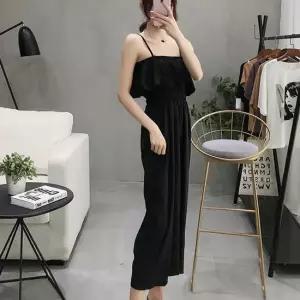 셀럽하우스 허리 가슴 라인 밴딩 포인트 여성 끈나시 점프 수트