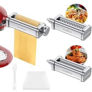 KITCHENAID 스탠드 믹서용 주방 보조 스틸 반죽 롤러 부착용 부착물 스크레이퍼 시트 메이커 부착물 스파게티 포함 페투치니 파스타 스테인리스