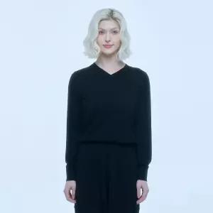 캐시미어 블렌디드 브이넥 릴리 풀오버 (UFKKVN121N-BLACK)