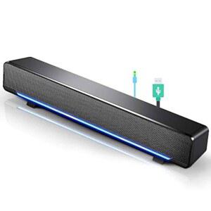 YaizK 미니 휴대용 USB 유선 사운드바 사운드박스 서라운드 TV, 음악 노트북, (블랙) 데스크톱, 스마트폰, MP3, 베이스 태블릿 3.5mm 플레이어 오디오 PC, 플러그 MP4 등용 스피커 포함