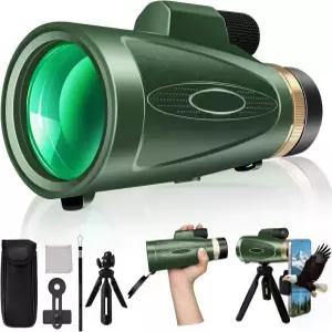 스마트폰 어댑터 삼각대가 장착된 단안 망원경 12X60 HD 고출력 BAK4 프리즘 및 FMC 렌즈가 대형 비전 조류