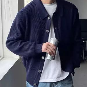 남성 캐주얼 니트 하찌 패턴 카라넥 베이직 가디건 kbi56OWW