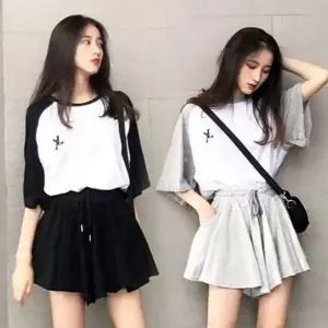 [하프클럽/]스타일 레이디 라이트룩 스트랩 플레어스커트 팬츠 언발소매 티