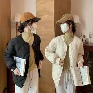 [하프클럽/]마름모 경량 숏자켓 여자 겨울 패딩 가벼운 퀼팅 패턴